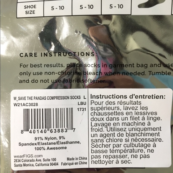 FIGS LE Save The Animals Panda Socks L Light Blue - Picture 9 of 9